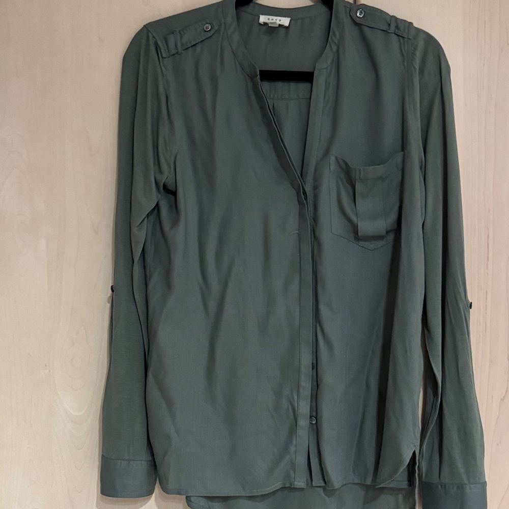 Soft Joie Olive Casual Button-Down Shirt